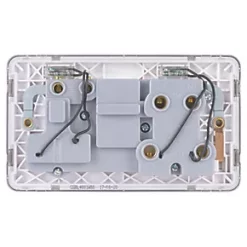 Schneider Electric Lisse Deco 45A 2-Gang DP Cooker Switch & 13A DP Switched Socket Brushed Stainless Steel with LED with White Inserts -Sockets Sales Store 103FF A3