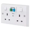 Schneider Electric Exclusive Square Edge 30mA 2-Gang 2P+E Switched Passive RCD Socket White -Sockets Sales Store 104JT P