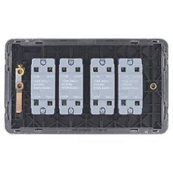 Schneider Electric Lisse Deco 10AX 4-Gang 2-Way Light Switch Brushed Stainless Steel with Black Inserts -Sockets Sales Store 124FF A3