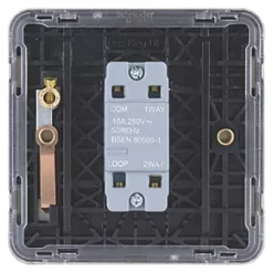 Schneider Electric Lisse Deco 10A 1-Gang 2-Way Retractive Switch Brushed Stainless Steel with Black Inserts -Sockets Sales Store 127FF A3