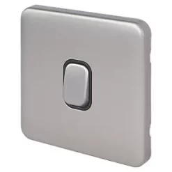 Schneider Electric Lisse Deco 10A 1-Gang 2-Way Retractive Switch Brushed Stainless Steel with Black Inserts