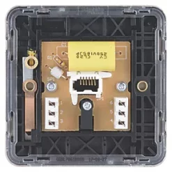 Schneider Electric Lisse Deco Master Telephone Socket Brushed Stainless Steel with Black Inserts -Sockets Sales Store 131FF A3