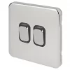 Schneider Electric Lisse Deco 10AX 2-Gang 2-Way Light Switch Polished Chrome with Black Inserts -Sockets Sales Store 157FF P