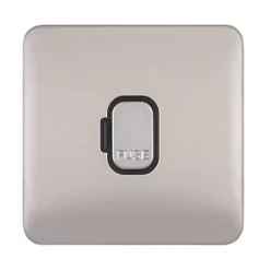 Schneider Electric Lisse Deco 13A Unswitched Fused Spur Brushed Stainless Steel with Black Inserts -Sockets Sales Store 160CC A1