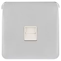 Schneider Electric Lisse Deco Master Telephone Socket Polished Chrome with White Inserts -Sockets Sales Store 184FF A1