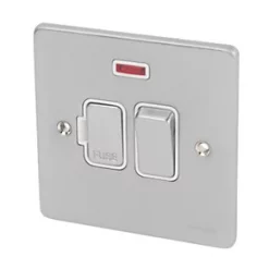 Schneider Electric Ultimate Low Profile 13A Switched Fused Spur with Neon Brushed Chrome with White Inserts