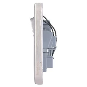 Schneider Electric Lisse Deco 13A 2-Gang DP Switched Plug Socket Brushed Stainless Steel with White Inserts 5 Schneider Electric Lisse Deco 13A 2-Gang DP Switched Plug Socket Brushed Stainless Steel with White Inserts - Image 3