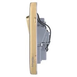 Schneider Electric Lisse Deco 13A 2-Gang DP Switched Plug Socket Satin Brass with LED with Black Inserts -Sockets Sales Store 212FF A2