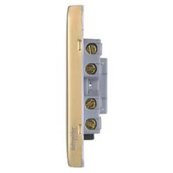 Schneider Electric Lisse Deco 13A Unswitched Fused Spur Satin Brass with Black Inserts -Sockets Sales Store 229FF A2