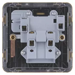 Schneider Electric Lisse Deco 13A 1-Gang DP Switched Plug Socket Satin Brass with Black Inserts -Sockets Sales Store 251FF A3