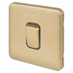 Schneider Electric Lisse Deco 50A 1-Gang DP Cooker Switch Satin Brass with LED with Black Inserts