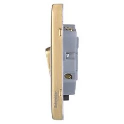 Schneider Electric Lisse Deco 13A Switched Fused Spur Satin Brass with Black Inserts -Sockets Sales Store 258FF A2