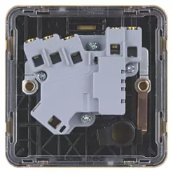 Schneider Electric Lisse Deco 13A Switched Fused Spur Satin Brass with Black Inserts -Sockets Sales Store 258FF A3