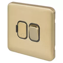 Schneider Electric Lisse Deco 13A Switched Fused Spur Satin Brass with Black Inserts