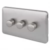 Schneider Electric Lisse Deco 3-Gang 2-Way Dimmer Brushed Stainless Steel -Sockets Sales Store 267CC P