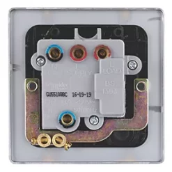 Schneider Electric Ultimate Low Profile 13A Switched Fused Spur Brushed Chrome with Black Inserts -Sockets Sales Store 2721J A3