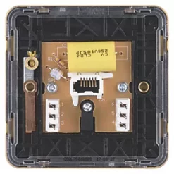 Schneider Electric Lisse Deco Master Telephone Socket Satin Brass with Black Inserts -Sockets Sales Store 275FF A3