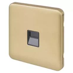 Schneider Electric Lisse Deco Master Telephone Socket Satin Brass with Black Inserts