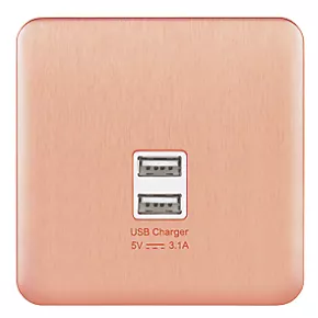 Schneider Electric Lisse Deco 3.1A 2-Outlet Type A USB Socket Copper with White Inserts 4 Schneider Electric Lisse Deco 3.1A 2-Outlet Type A USB Socket Copper with White Inserts - Image 2