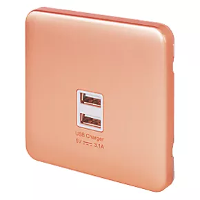 Schneider Electric Lisse Deco 3.1A 2-Outlet Type A USB Socket Copper with White Inserts 3 Schneider Electric Lisse Deco 3.1A 2-Outlet Type A USB Socket Copper with White Inserts