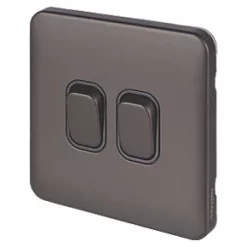 Schneider Electric Lisse Deco 10AX 2-Gang 2-Way Light Switch Mocha Bronze with Black Inserts