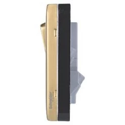 Schneider Electric Lisse Deco 13A 1-Gang SP Switched Socket + 2.1A 2-Outlet Type A USB Charger Satin Brass with Black Inserts -Sockets Sales Store 297FF A2