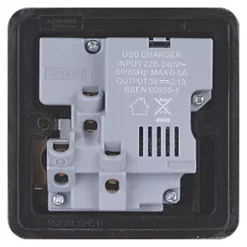 Schneider Electric Lisse Deco 13A 1-Gang SP Switched Socket + 2.1A 2-Outlet Type A USB Charger Satin Brass with Black Inserts -Sockets Sales Store 297FF A3