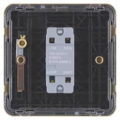 Schneider Electric Lisse Deco 10A 1-Gang 2-Way Retractive Switch Satin Brass with Black Inserts -Sockets Sales Store 305FF A3