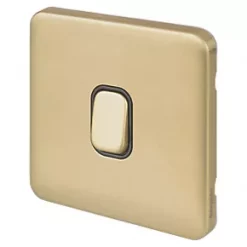 Schneider Electric Lisse Deco 10A 1-Gang 2-Way Retractive Switch Satin Brass with Black Inserts