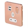 Schneider Electric Lisse Deco 13A 1-Gang SP Switched Socket + 2.1A 2-Outlet Type A USB Charger Copper with White Inserts -Sockets Sales Store 317HX P