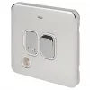 Schneider Electric Lisse Deco 13A Switched Fused Spur with LED Polished Chrome with White Inserts -Sockets Sales Store 325FF P
