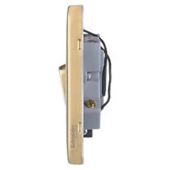 Schneider Electric Lisse Deco 13A Switched Fused Spur with LED Satin Brass with Black Inserts -Sockets Sales Store 340FF A2