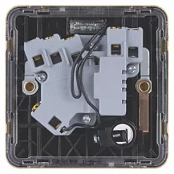 Schneider Electric Lisse Deco 13A Switched Fused Spur with LED Satin Brass with Black Inserts -Sockets Sales Store 340FF A3