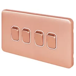 Schneider Electric Lisse Deco 10AX 4-Gang 2-Way Switch Copper with White Inserts