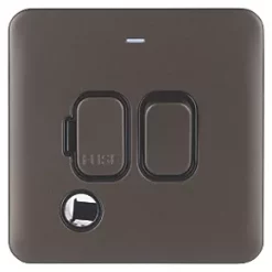 Schneider Electric Lisse Deco 13A Switched Fused Spur with LED Mocha Bronze with Black Inserts -Sockets Sales Store 355FF A1