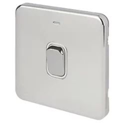 Schneider Electric Lisse Deco 20AX 1-Gang DP Control Switch Polished Chrome with LED with White Inserts