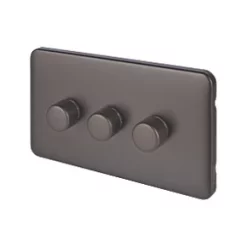Schneider Electric Lisse Deco 3-Gang 2-Way Dimmer Switch Mocha Bronze
