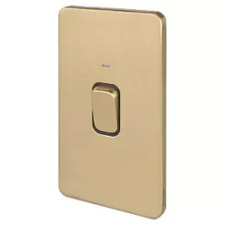 Schneider Electric Lisse Deco 50A 2-Gang DP Cooker Switch Satin Brass with LED with Black Inserts