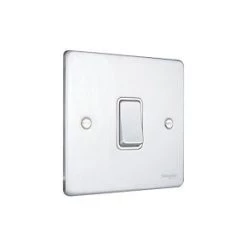 Schneider Electric Ultimate Low Profile 16AX 1-Gang Intermediate Switch Brushed Chrome with White Inserts -Sockets Sales Store 3630J A2