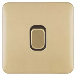 Schneider Electric Lisse Deco 10AX 1-Gang 2-Way Light Switch Satin Brass with Black Inserts -Sockets Sales Store 365FF A1