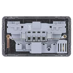 Schneider Electric Lisse Deco 13A 2-Gang SP Switched Socket + 2.1A 2-Outlet Type A USB Charger Mocha Bronze with Black Inserts -Sockets Sales Store 366FF A3