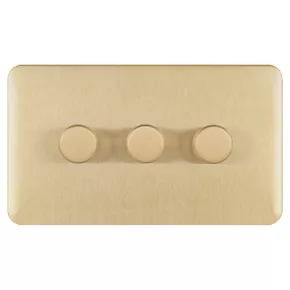 Schneider Electric Lisse Deco 3-Gang 2-Way Dimmer Switch Satin Brass 4 Schneider Electric Lisse Deco 3-Gang 2-Way Dimmer Switch Satin Brass - Image 2