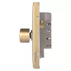 Schneider Electric Lisse Deco 3-Gang 2-Way Dimmer Switch Satin Brass 5 Schneider Electric Lisse Deco 3-Gang 2-Way Dimmer Switch Satin Brass - Image 3
