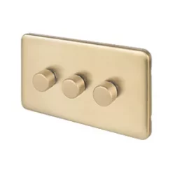 Schneider Electric Lisse Deco 3-Gang 2-Way Dimmer Switch Satin Brass