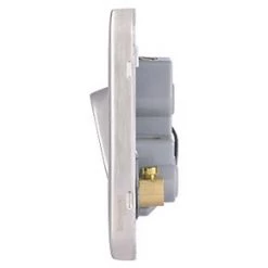 Schneider Electric Lisse Deco 50A 1-Gang DP Cooker Switch Brushed Stainless Steel with LED with White Inserts -Sockets Sales Store 375FF A2