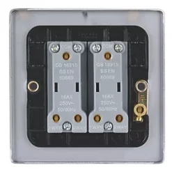 Schneider Electric Ultimate Low Profile 16AX 2-Gang 2-Way Light Switch Brushed Chrome with Black Inserts -Sockets Sales Store 3813J A2