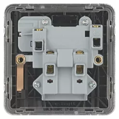 Schneider Electric Lisse Deco 13A 1-Gang DP Switched Plug Socket Polished Chrome with Black Inserts -Sockets Sales Store 381FF A3