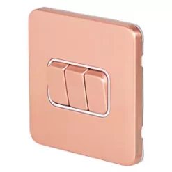 Schneider Electric Lisse Deco 10AX 3-Gang 2-Way Switch Copper with White Inserts