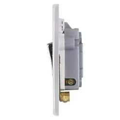 Schneider Electric Ultimate Low Profile 13A Switched Fused Spur with Neon Polished Chrome with White Inserts -Sockets Sales Store 3858J A2