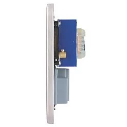 Schneider Electric Lisse Deco 2-Gang Dual Voltage Shaver Socket 115 / 230V Brushed Stainless Steel with Black Inserts -Sockets Sales Store 389FF A2